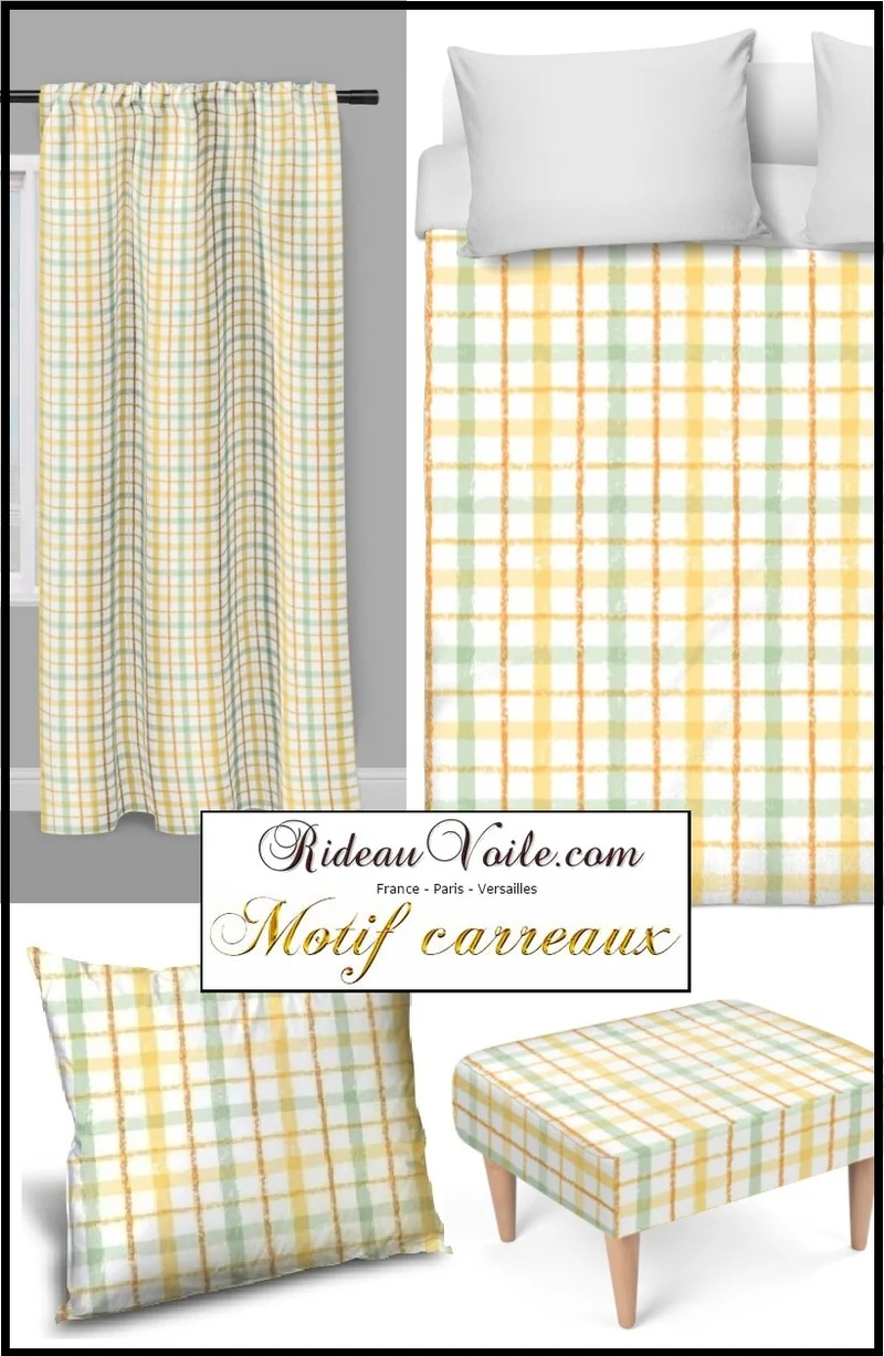 Tissu ameublement rayés lignes carreaux au mètre rideau voilage occultant ignifugé