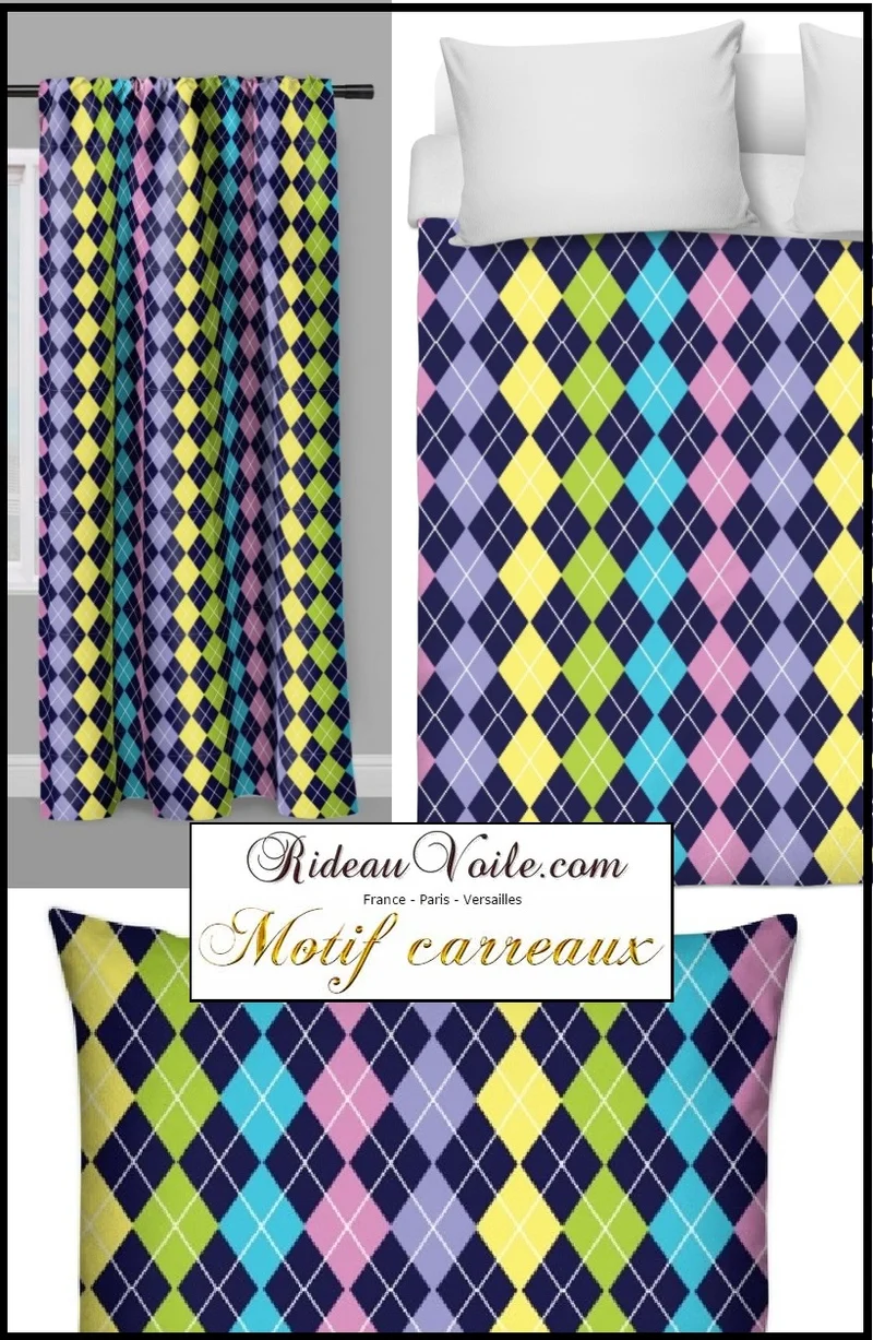 Rideauvoile.com Motifs carreaux Argyle boutique Tissu ameublement mètre rideau