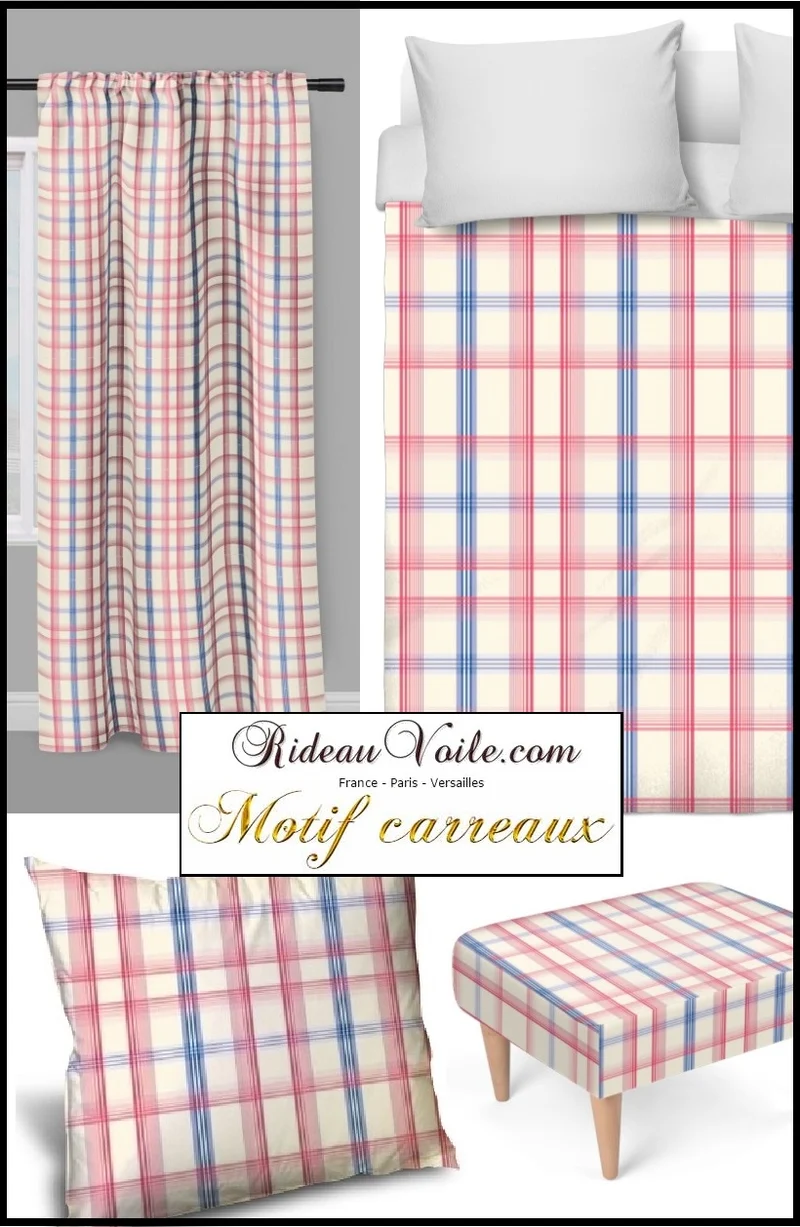 Motifs carreaux rayés lignes Tissu ameublement au mètre rideau tapisserie voilage