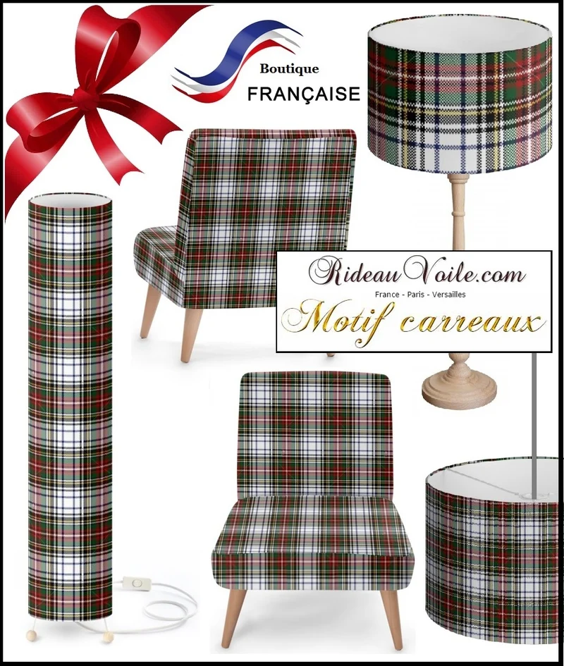 Decorating home tiles fabrics Carreaux écossais tissu ameublement mètre rideau couette