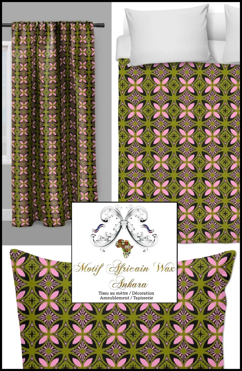 Tissu ameublement motif Africain Ankara Wax au mètre rideau couette tapisserie siège