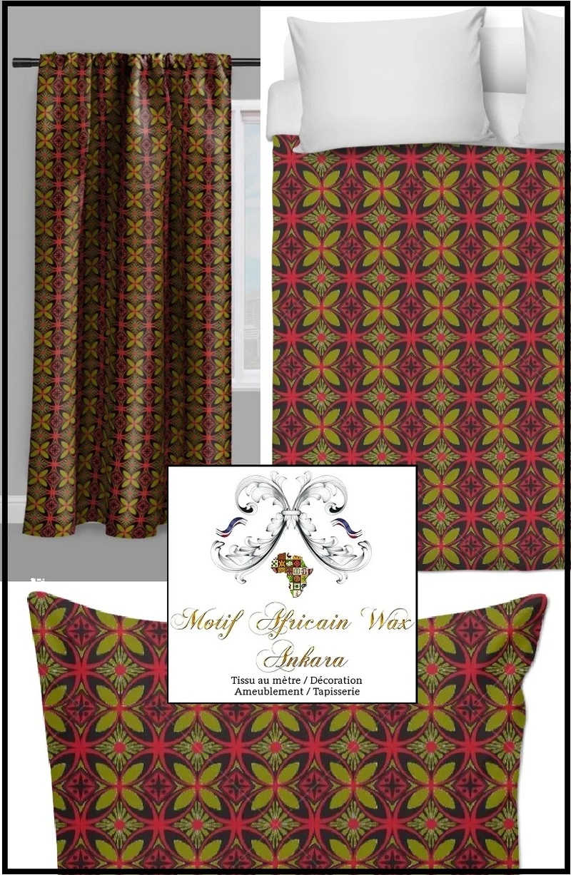 Tissu motif imprimé Africain Ankara Wax au mètre rideau housse de couette tapisserie siège