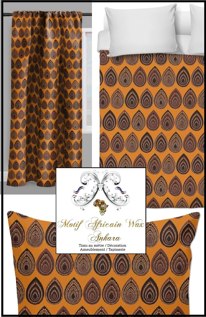 Tissu imprimé Africain motif Ankara design pagne Wax au mètre rideau couette coussin