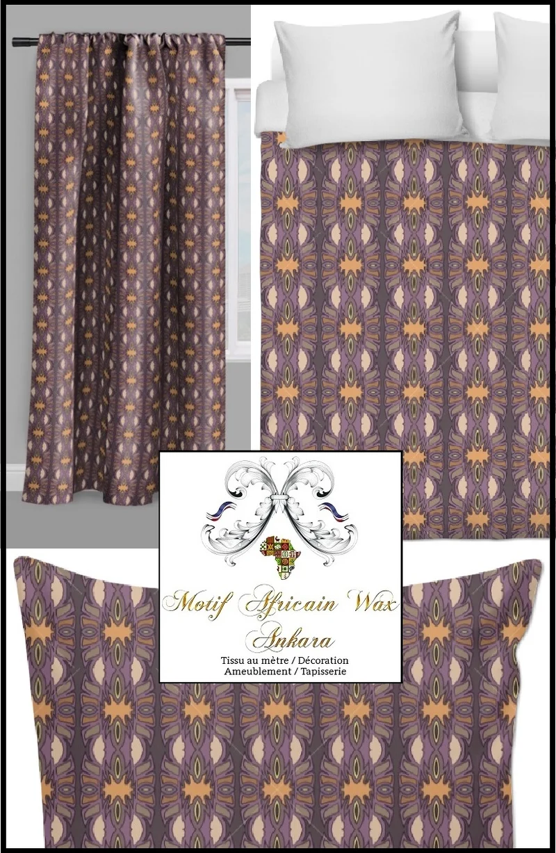 Tissu ameublement motif imprimé Africain Ankara au mètre rideau couette coussin