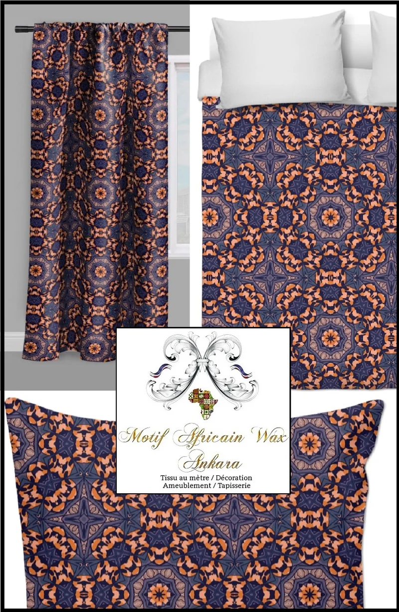 Tissu ameublement imprimé motif Africain Ankara pagne Wax au mètre rideau tapisserie