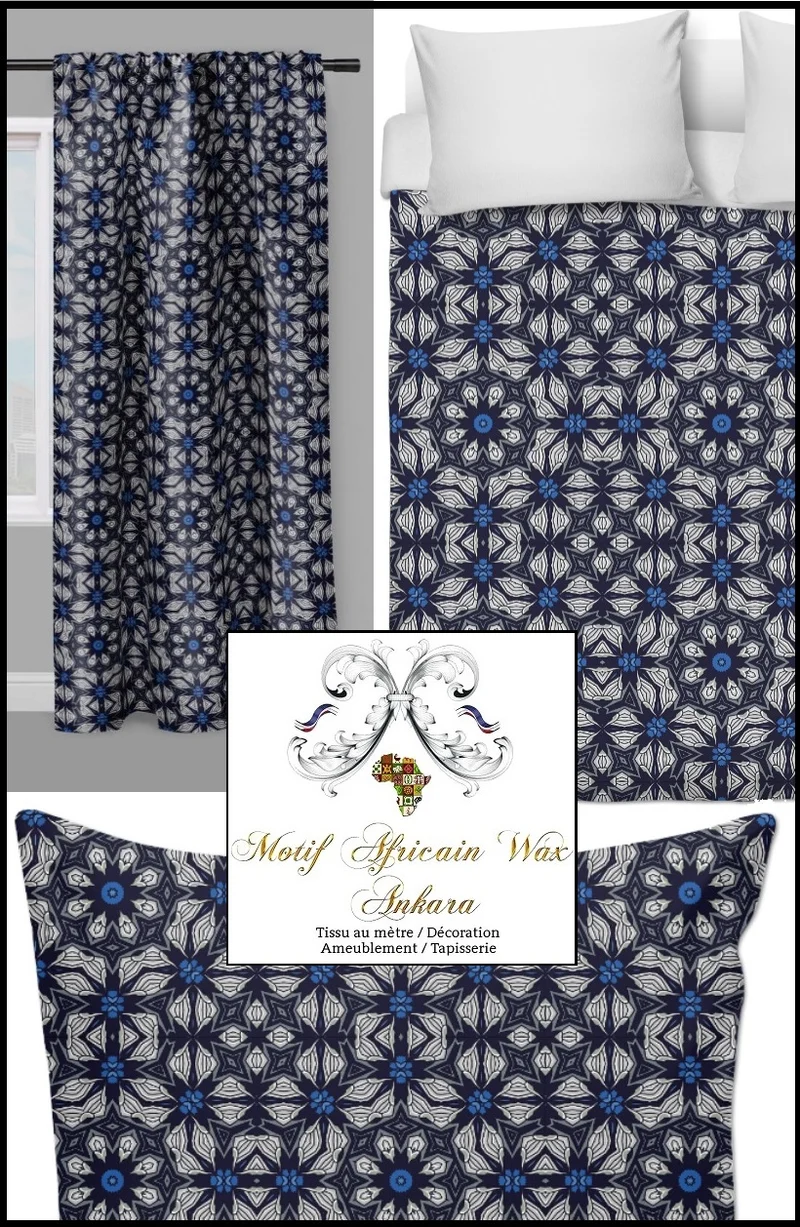 Tissu Motif imprimé design déco Africain style pagne Wax au mètre rideau couette siège