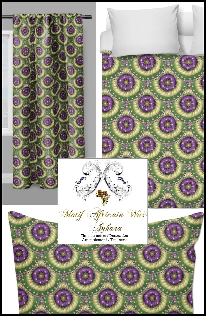 Tissu Motif décoration imprimé Africain pagne style Wax au mètre rideau couette tapisserie