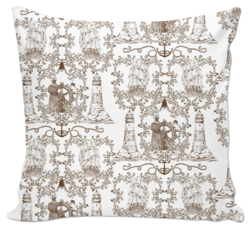 Toile de Jouy ameublement motif Marin Bateau tissu au mètre Tela estampada de marineros