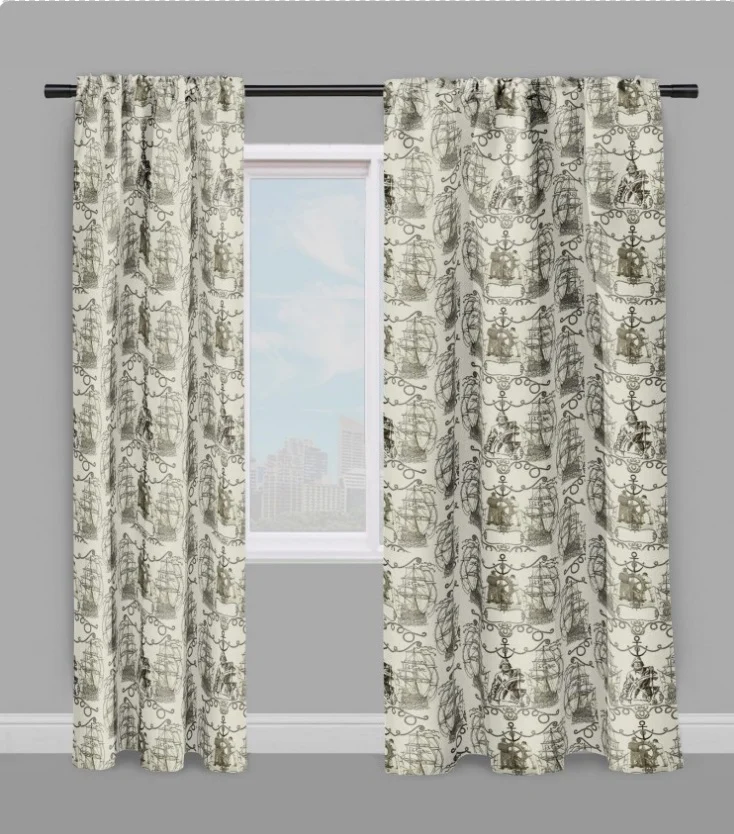 Toile de Jouy architecte intérieur motif imprimé bateau Marin Pêcheur mètre