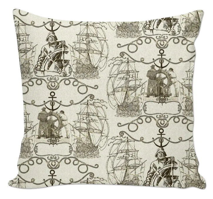 Toile de Jouy architecte intérieur motif imprimé bateau Marin Pêcheur mètre