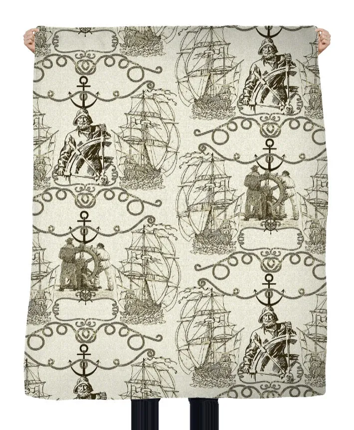 Toile de Jouy architecte intérieur motif imprimé bateau Marin Pêcheur mètre
