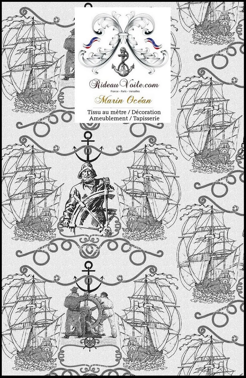 Tissu ameublement motif bateau style Marin mètre rideau Maritime Stoffe für Meer