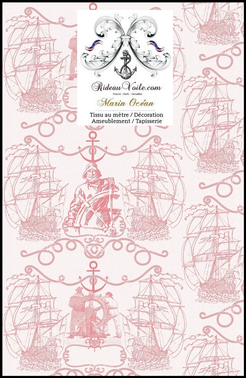 Boutique Tissu motif bateau Marin au mètre rose Maritime Gardinen Vorhänge stoff