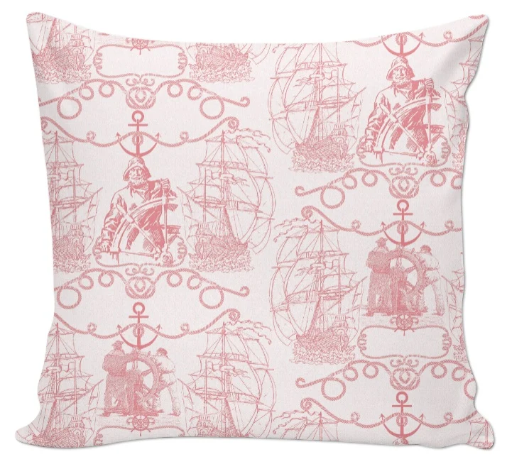 Boutique Tissu motif bateau Marin au mètre rose Maritime Gardinen Vorhänge stoff