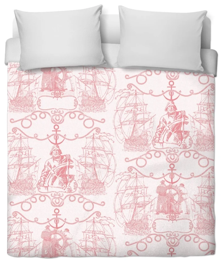Boutique Tissu motif bateau Marin au mètre rose Maritime Gardinen Vorhänge stoff