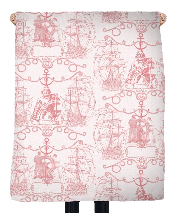 Boutique Tissu motif bateau Marin au mètre rose Maritime Gardinen Vorhänge stoff