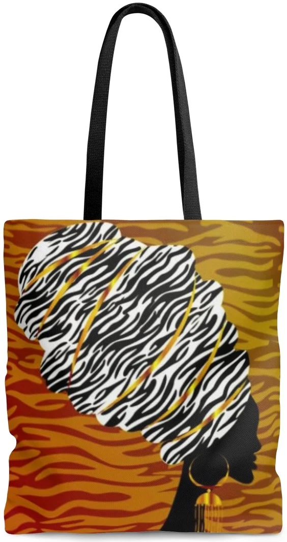 Sac à main cabas motif Africain ethnique tissu Femme tête Wax