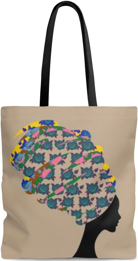Sac à main cabas motif Africain ethnique tissu Femme tête Wax