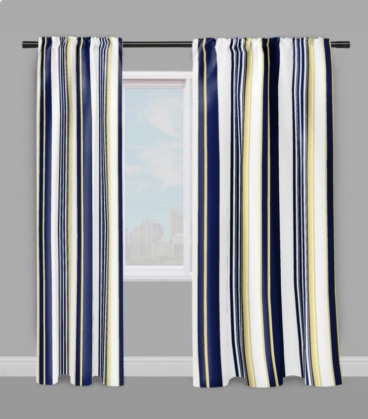 Tissu motif rayures jaune mètre rideau rayé ligne verticale bleu Raidallinen verhokangas