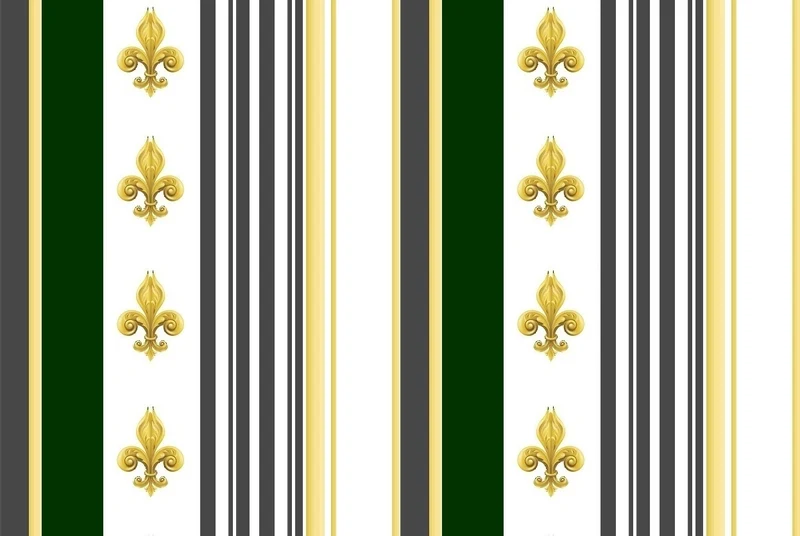 Tissu Style Empire Fleurs de Lys jaune Or rayure mètre rideau rayé gris vert