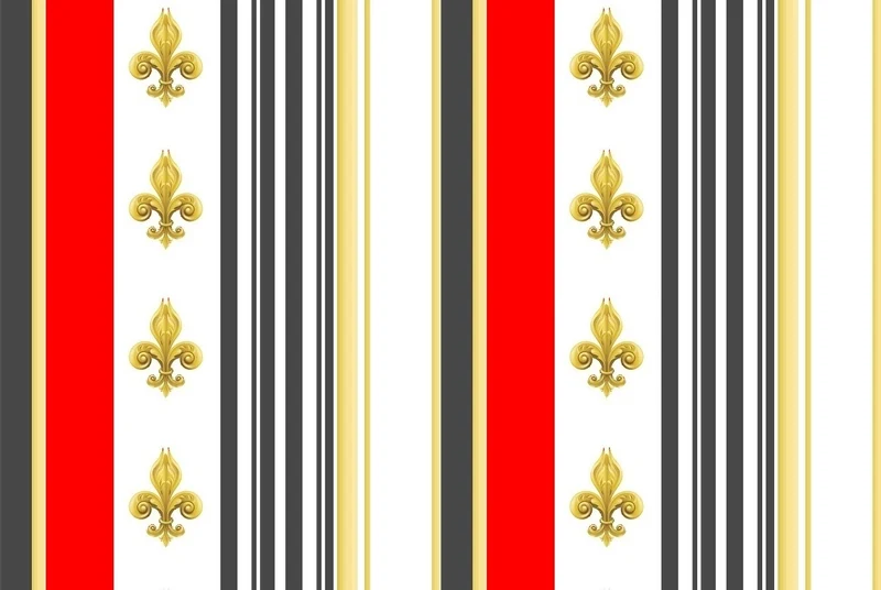 Tissu ameublement mètre Jacquard Empire motif Fleurs de Lys rideau rayé LIGNES rouge