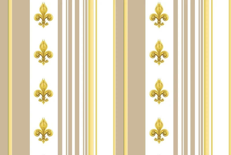 Tissu ameublement Empire motif Fleurs de Lys Or à rayures mètre rideau rayés beige