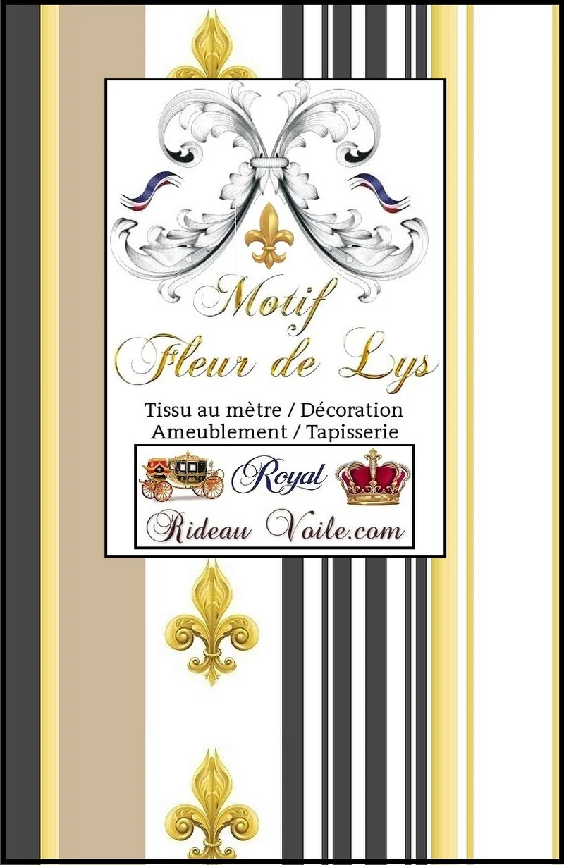 Tissu Style Empire motif Fleurs de Lys rayure mètre rideau rayé beige Tela cortina rayas