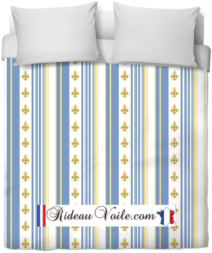 Tissu ameublement motif Fleurs de Lys mètre rideau rayés bleu Raidallinen verhokangas