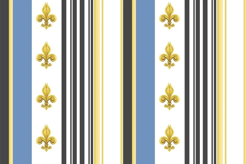 Tissu French fabrics Empire motif Fleurs de Lys mètre rideau rayé bleu Muster Streifen