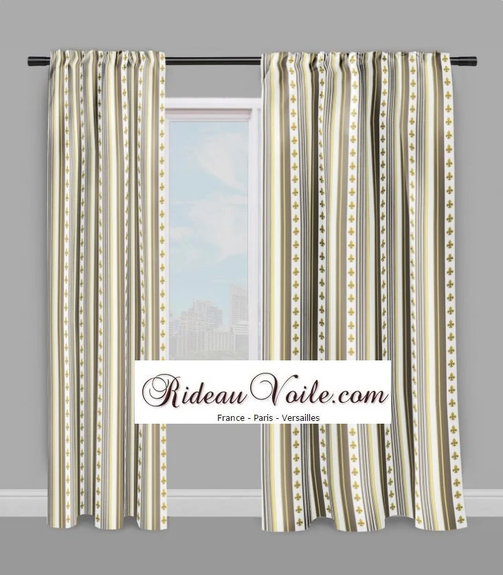 Tissu Empire Fleurs Lys rayure mètre Raidallinen verhokangas Tessuto tende strisce