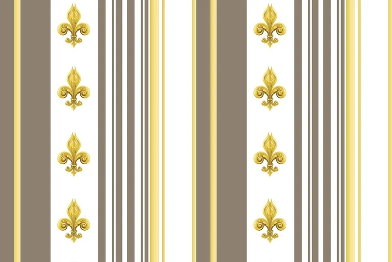 Tissu Empire motif Fleurs de Lys rayure mètre rayé brun Striped curtain fabric upholstery