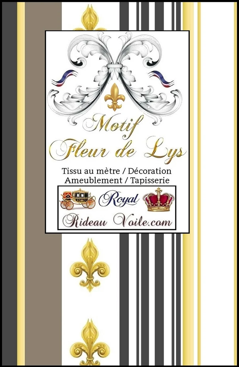 Tissu fleur de lys Striped curtain fabric upholstery tapestry. gestreift Ridden Riddoen Stoff