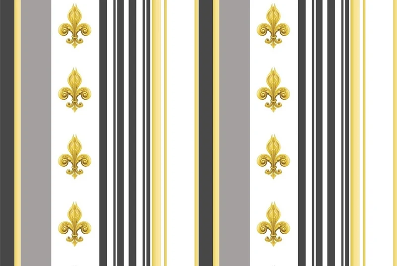 Boutique rideau voilage tissu ameublement Empire motif Fleurs de Lys rayure rayé gris