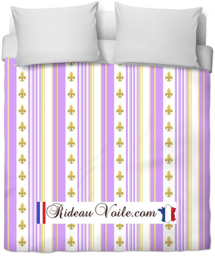 Tissu rayé violet Empire motif Fleurs Lys rayure mètre rideau Gestreifter Vorhang stoff