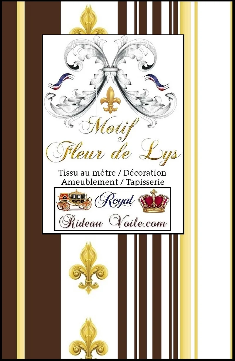 Tissu ameublement Empire Fleurs de Lys mètre rideau rayé marron striped fabrics