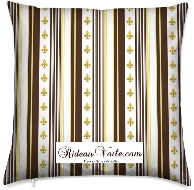 Tissu ameublement Empire Fleurs de Lys mètre rideau rayé marron striped fabrics