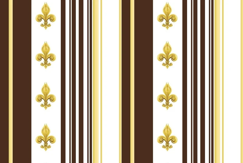Tissu ameublement Empire Fleurs de Lys mètre rideau rayé marron striped fabrics