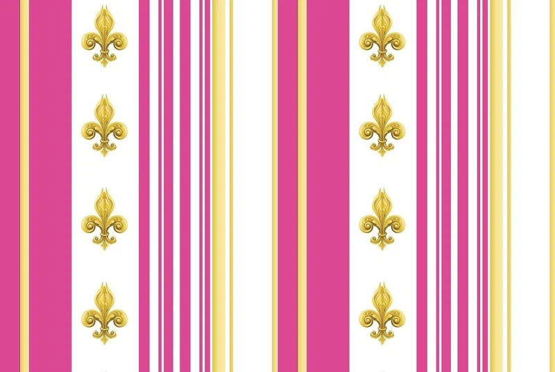 Tissu rideau Empire motif Fleurs de Lys rayé rose fushia mètre gestreifter Vorhang stoff