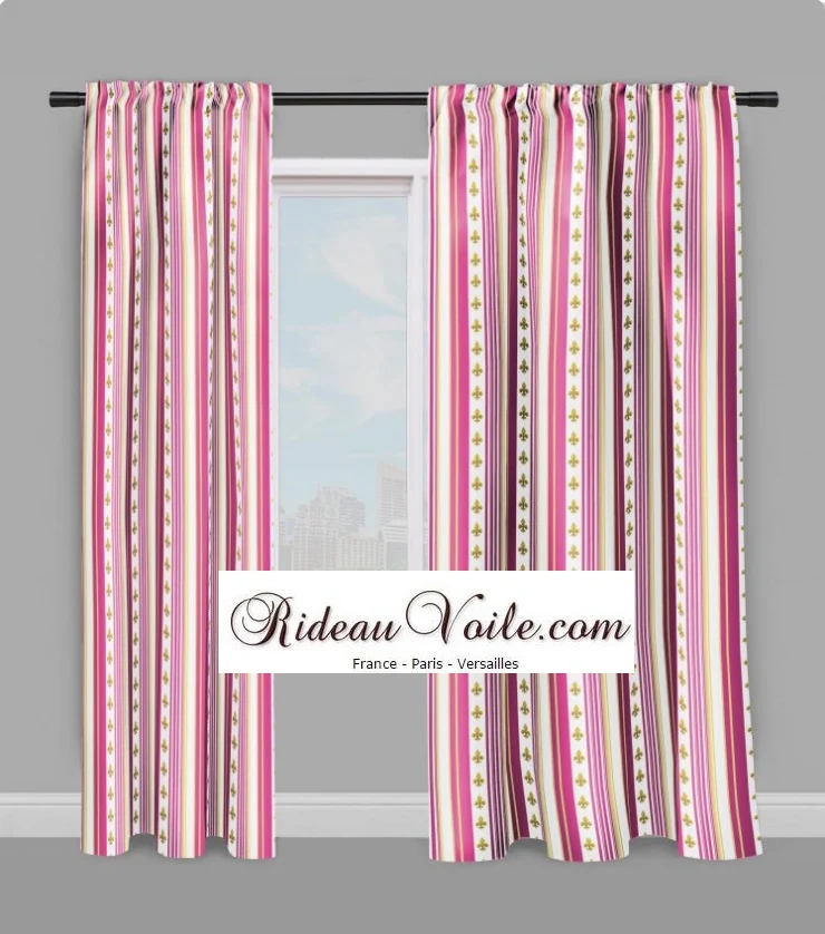 Tissu Style Empire motif rayure mètre rideau rayé rose fushia Gestreifter Vorhang stoff