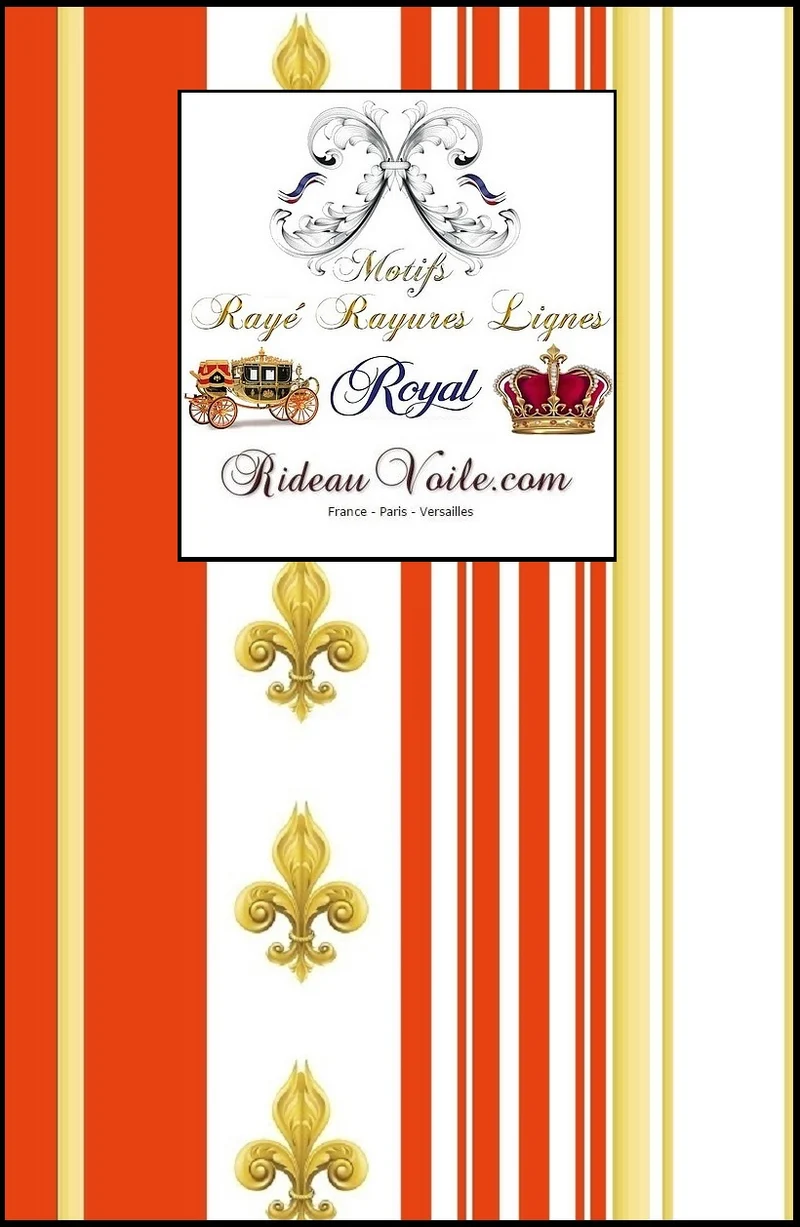 Tissu Style Empire motif Fleurs Lys rayure mètre rideau rayé orange Raidallinen verhokangas