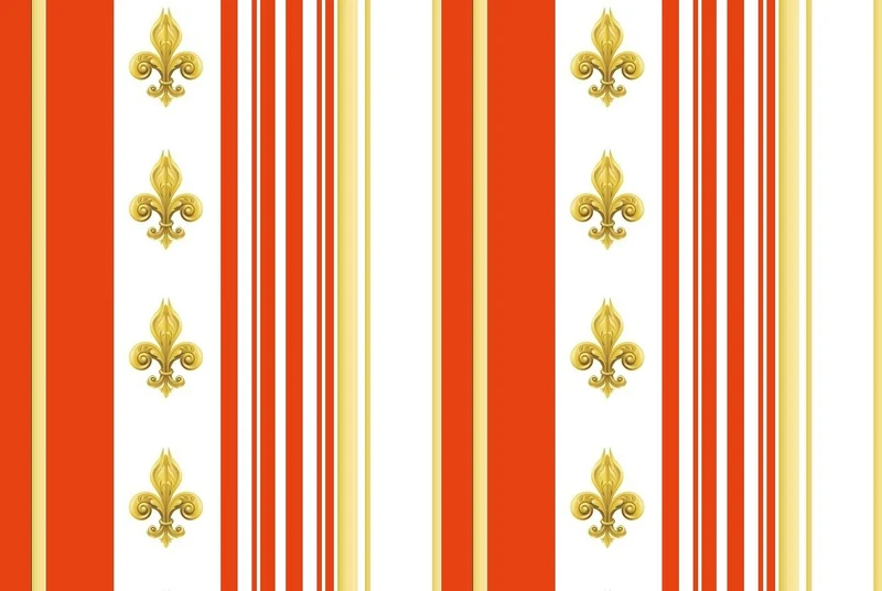Tissu Style Empire motif Fleurs Lys rayure mètre rideau rayé orange Raidallinen verhokangas