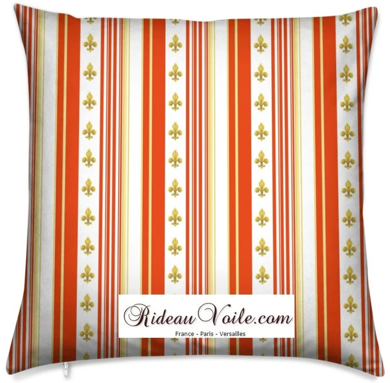 Tissu Style Empire motif Fleurs Lys rayure mètre rideau rayé orange Raidallinen verhokangas