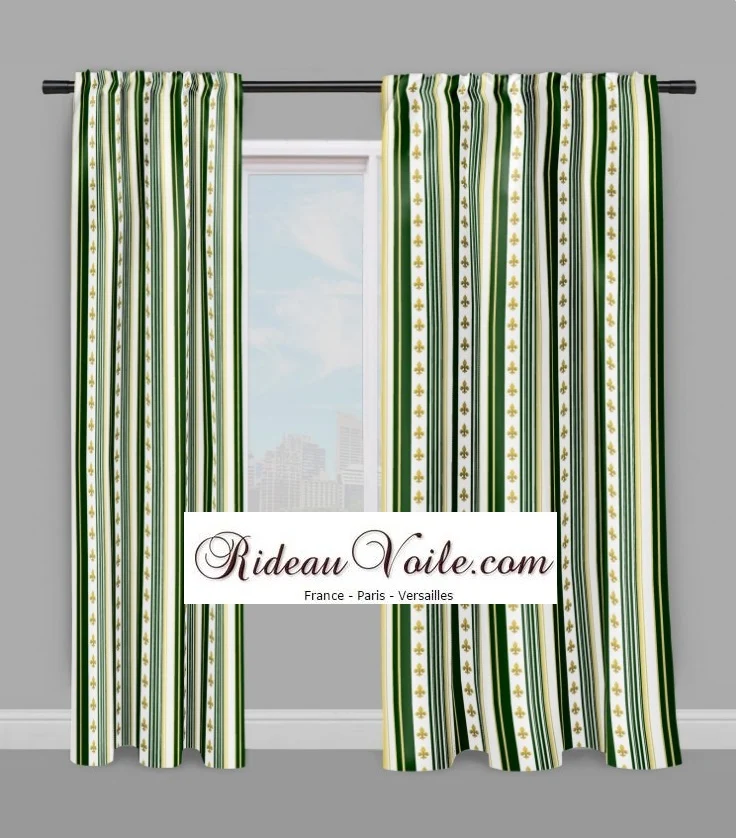 Tissu ameublement tapisserie rayé vert Empire Striped curtain fabric upholstery tapestry