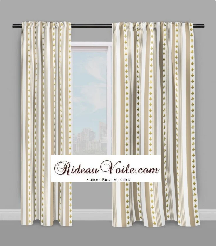 Tissu Empire Baroque rayures beige mètre rideau rayé Gestreift Ridden Riddoen Stoff