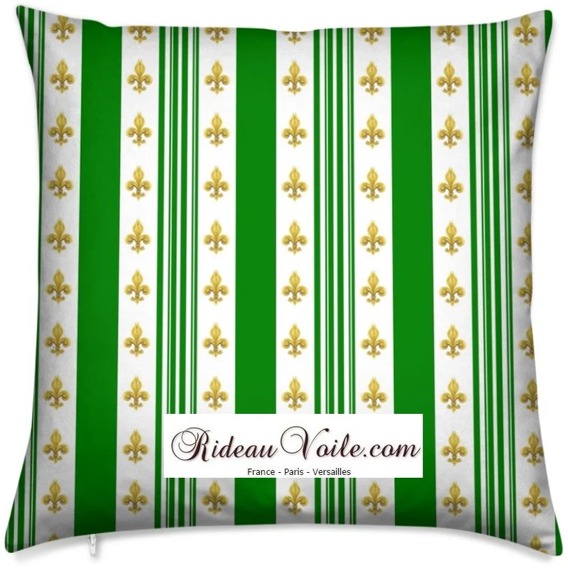 Tissu Style Empire motif Fleurs de Lys rayures vert mètre rideau rayé Muster Streifen