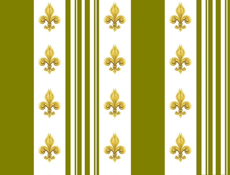 Tissu rayé Empire motif Fleurs de Lys Or rayures vert mètre rideau Raidallinen verhokangas
