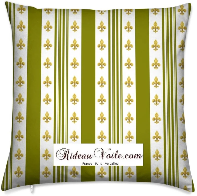 Tissu Style Empire rayures vert mètre rideau rayé fleur de lys french fabrics upholstery