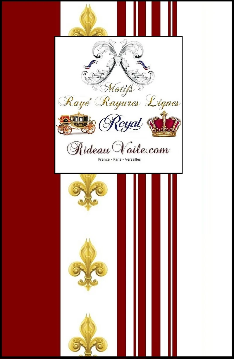 Tissu Empire motif Fleurs de Lys Or rayures rouge mètre Tissu liturgique Ornement rayé