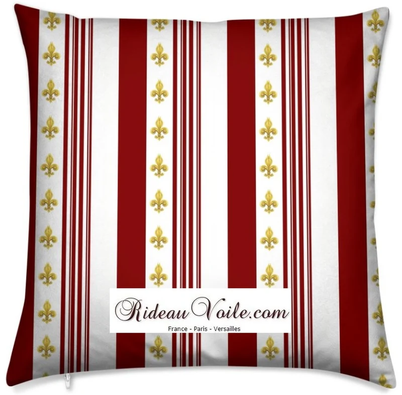 Tissu Empire motif Fleurs de Lys Or rayures rouge mètre Tissu liturgique Ornement rayé