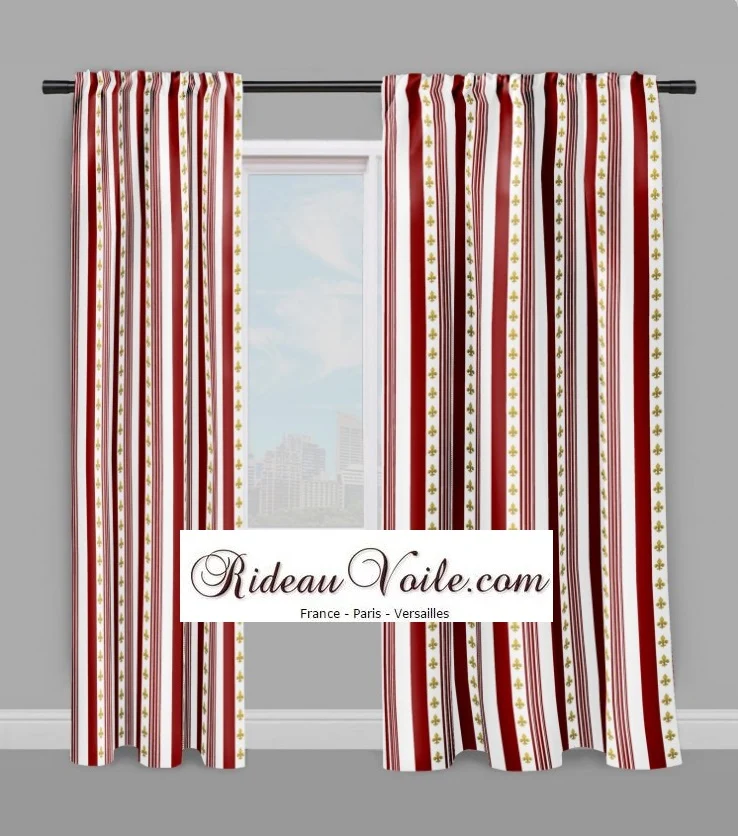 Tissu décoratif style Empire motif rayures rouge mètre rideau rayé Tela cortina rayas